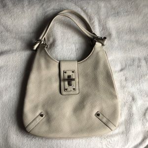 Banana Republic White Pebbled Leather Hobo Bag
